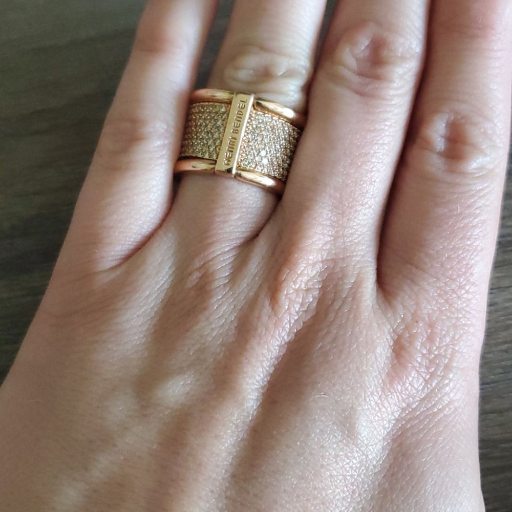 Henri Bendel rose gold crystal ring